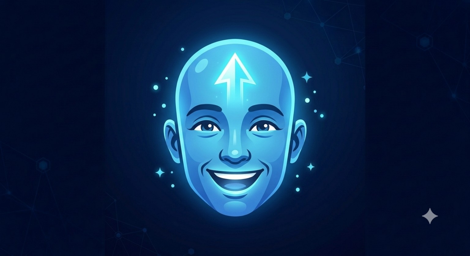 Headway AI: a smiling blue face with an upward arrow